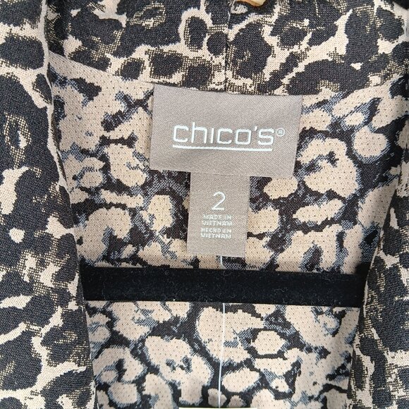 Chico's Chic Cheetah Camel Ponte Jacket Open Front Cardigan Blazer Sweater NWT - Picture 7 of 9